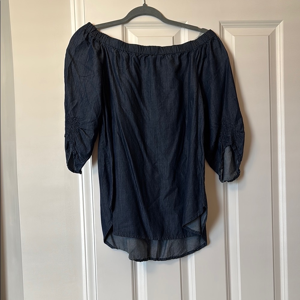 Women's Navy Off-Shoulder Top